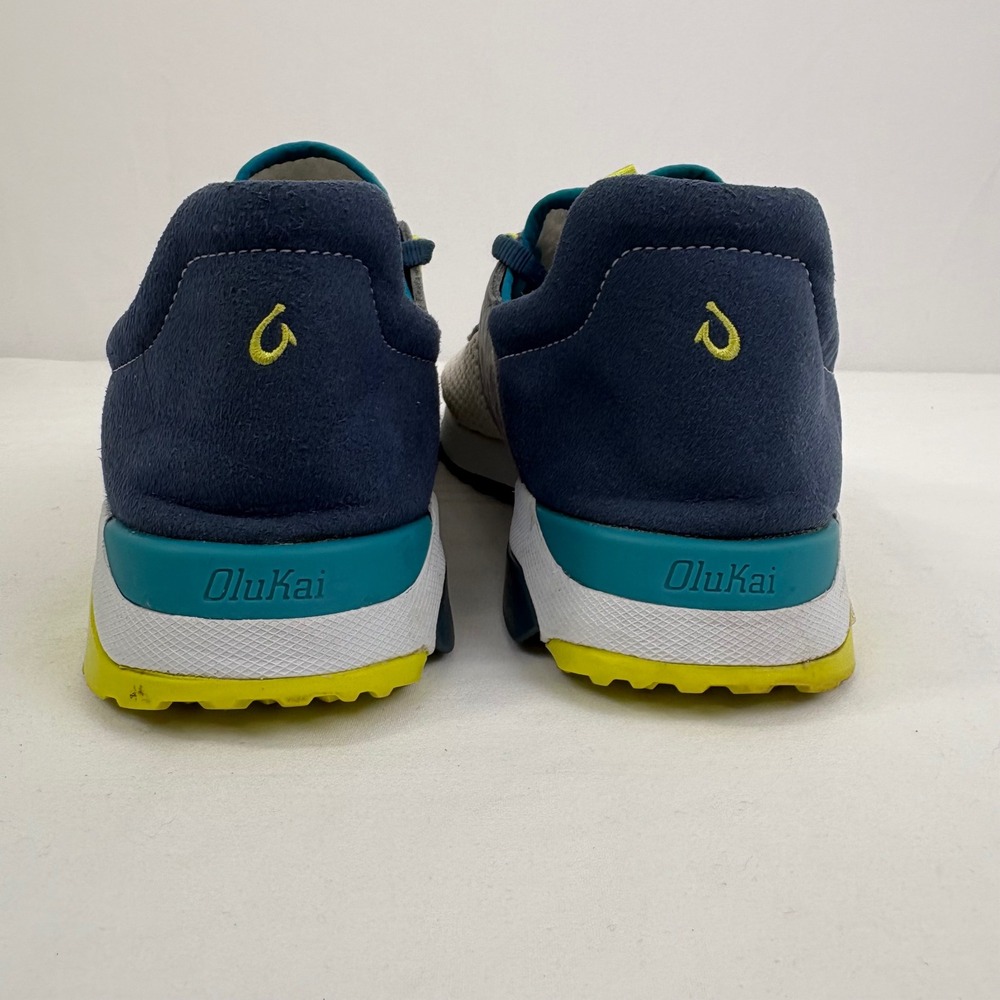 OluKai‎ Wailuku Mesh Athletic Running Sneakers Shoes Bright White Lagoon Size 11 - Picture 2 of 12